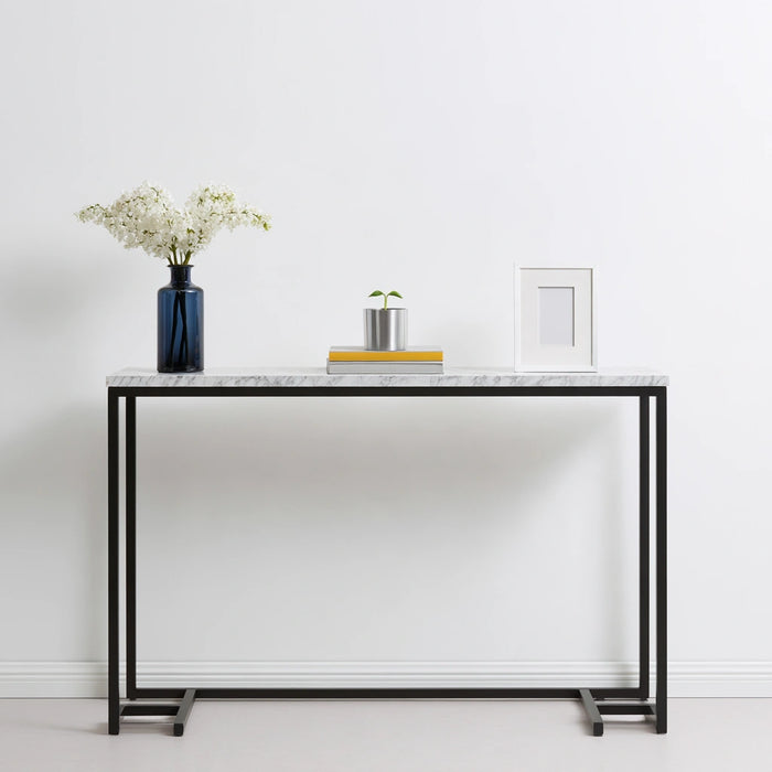 Consolle da ingresso con finitura effetto marmo, colore bianco